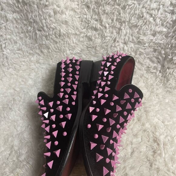 Alberto Fellini Men's synthetic black suede pink Spike Dress Loafers SZ8.5 - Picture 6 of 13
